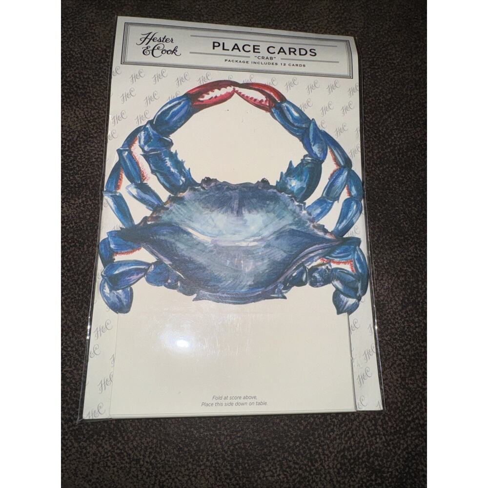 Hester & Cook Table Accents "Blue Crab" Table Decoration Place Cards Set of 12